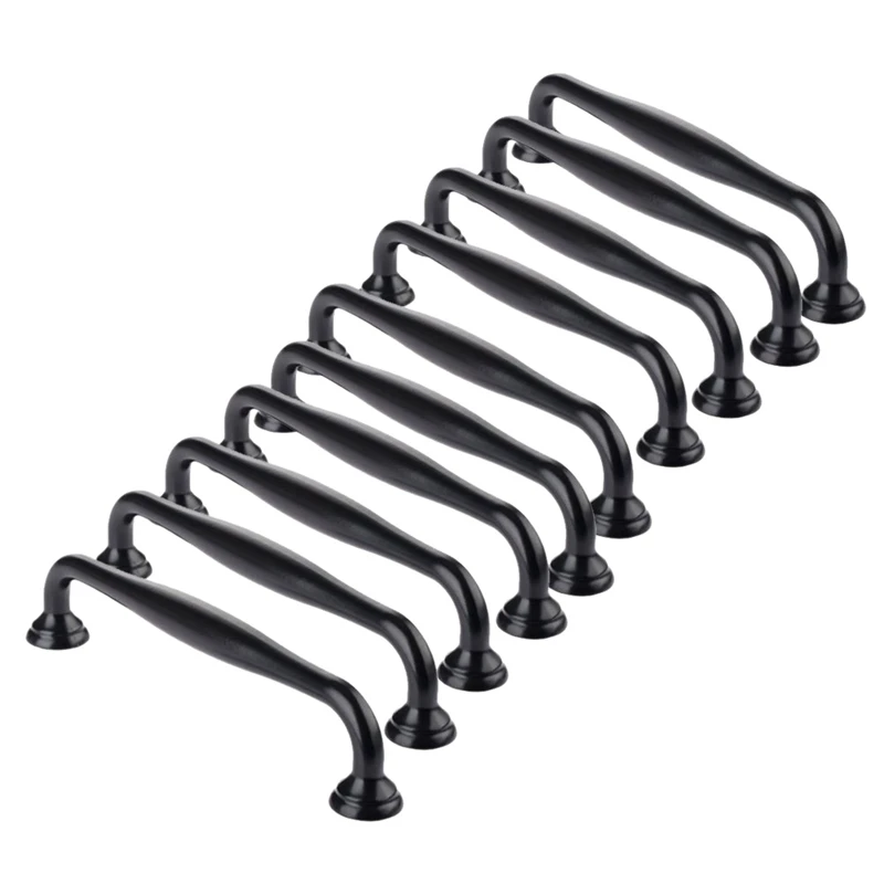 

10Pcs Black Kitchen Cabinet Door Handles Drawer Bedroom Pull Center Distance128mm