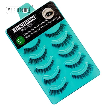 

5 Pairs Fake Eyelashes Natural Long Makeup False Lashes Handmade Cross Fake Eye Lashes for Eyes Makeup False Eyelashes K08 Style