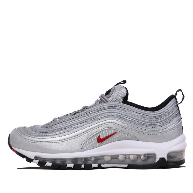 Оригинальные подлинные мужские кроссовки Nike Air Max 97 OG QS Silver Bullet, Дышащие Беговые кроссовки 885691-001, спортивная женская обувь - Цвет: 884421-001