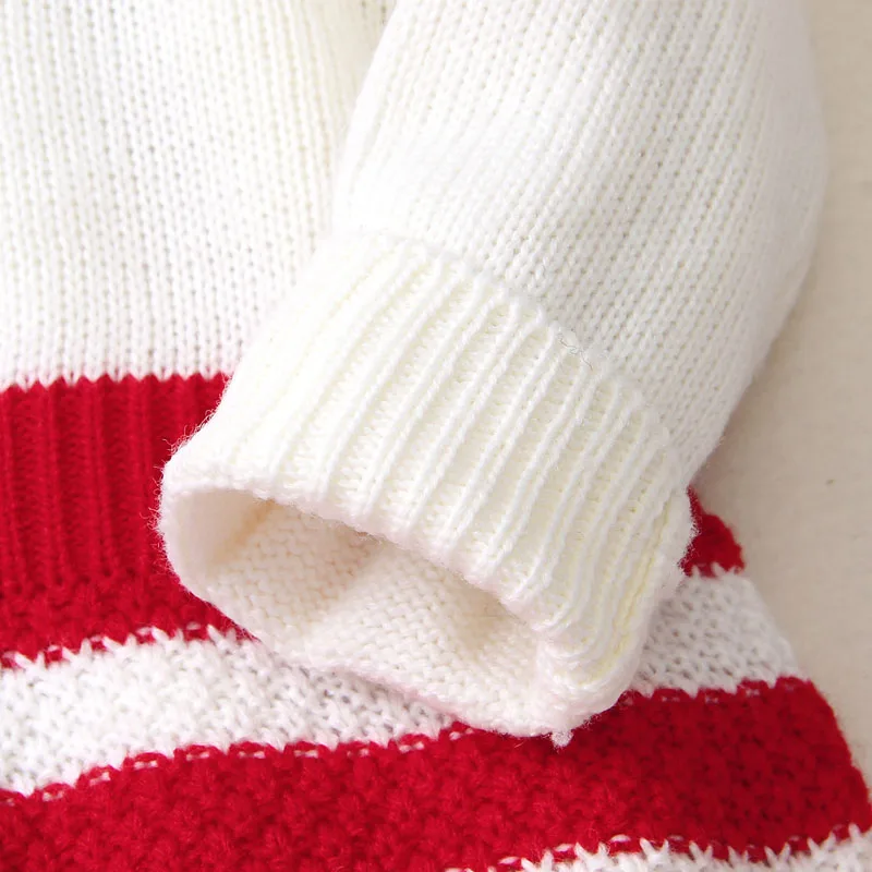 Focusnorm/модный Шерстяной Вязаный комбинезон для новорожденных девочек; Вязаный комбинезон в полоску с длинными рукавами; цельный теплый комплект одежды