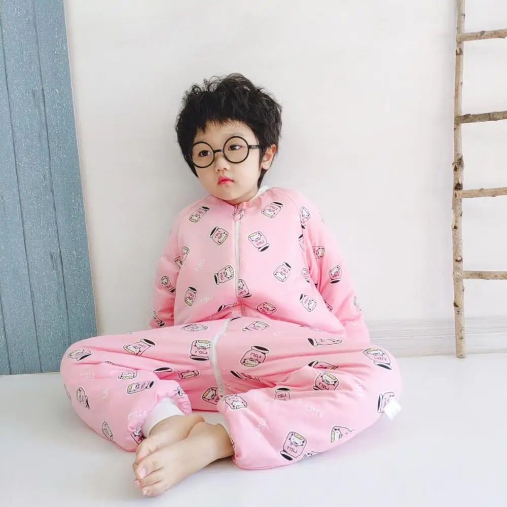 Pink Normal Милый спальный мешок с рисунком для малышей, зимний спальный мешок с длинными рукавами для новорожденных, Пеленальное Одеяло для коляски, хлопковые теплые детские спальные мешки - Цвет: Pink Normal