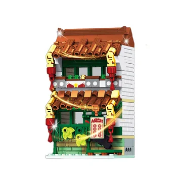 

320Pcs Mini Street View Old Street Story Wuzhen Restaurant Fragrant Cake Shop Folk House Eatery Hostel Hotel Building Blocks