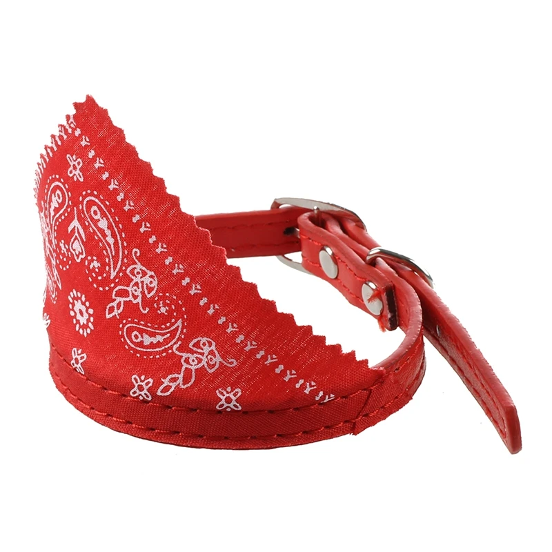 

Collar PU Leather Cotton Bandana Red For Dog