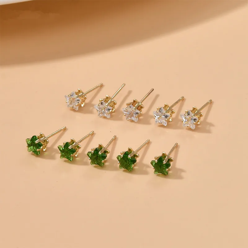 

Newest 40pcs/lot color Zircon decoration cartoon stars shape fashion women earrings stud diy jewelry earring accessory