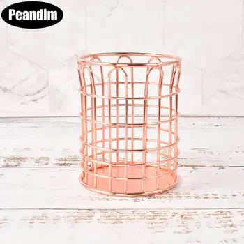 

PEANDIM Nordic Makeup Brush Pencil Container Metal Desktop Storage Luxury Home Wedding Decoration Storage Container