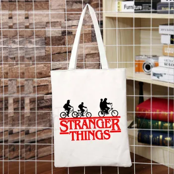 

Stranger Things Graphic Cartoon Printed Canvas Shoulder Bag Female Harajuku Funny Large-capacity Eco Environmental Shopper Bag
