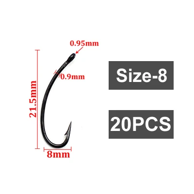 20 шт. Карп Рыболовный крючок с зазубринами длинный хвостовик крючок для ловли карпа с тефлоновым покрытием длиннохвостовик крюк для удилища рыболовный крючок Карп рыболовные аксессуары - Цвет: Size 6-20PCS