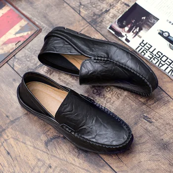 

Fashion leather men shoes casual breathable loafers leather men's flats driving shoes men casual slip-on waterproof shoes