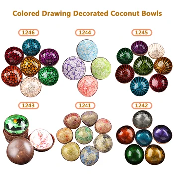 

Colored Drawing Coconut Bowl Cocoout Sell Pating Storage Bowl Organic Coconut Shell Handcraft Sundry Bowls Best Gift Decoration