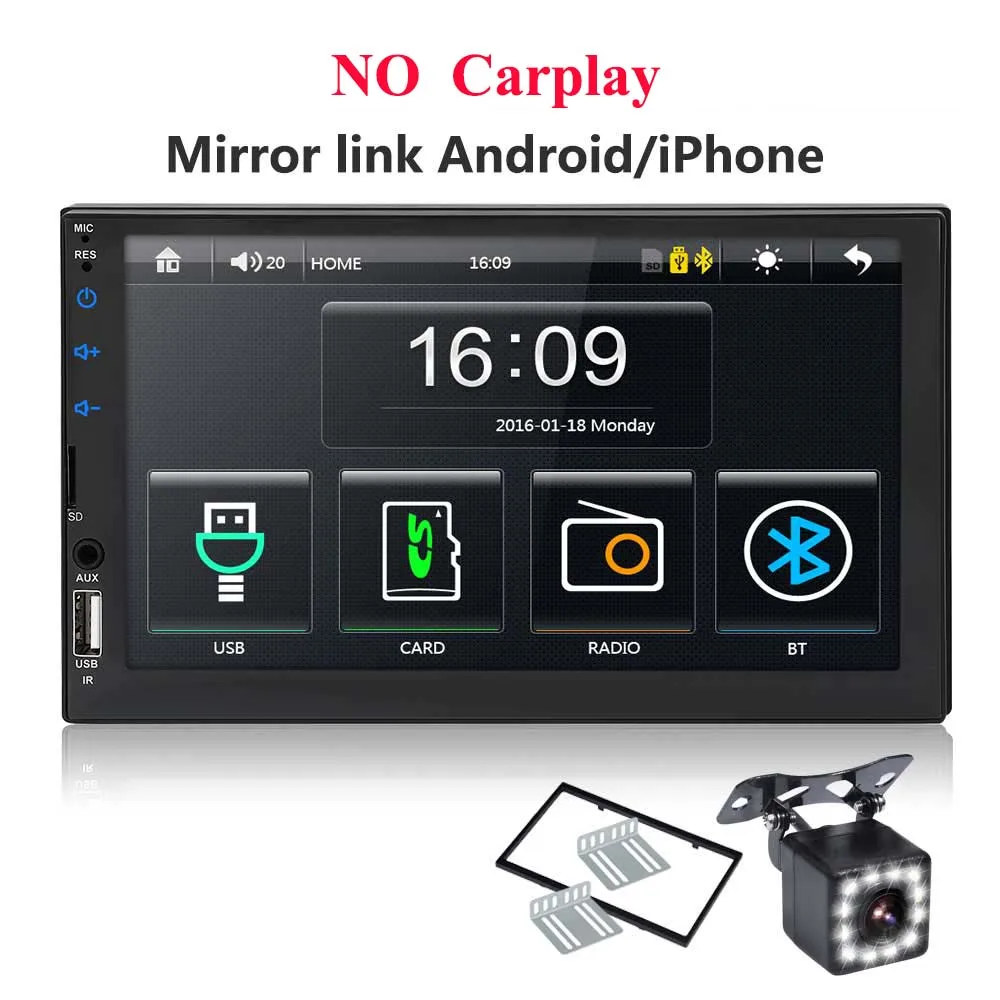2 din автомагнитола " HD сенсорный экран плеер mirrorlink Android 9 Iphone MP5/SD/FM/MP4/USB/AUX/Bluetooth Авто Аудио для камеры - Цвет: 7049 frame cam
