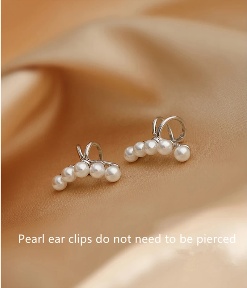 Silver Color Simple Pearl Ear Clip Earrings For Women Without Piercing Minimalist Fashion Jewelry Accessorie LIVVY ear clip earrings clip earrings ear clip ear accessories