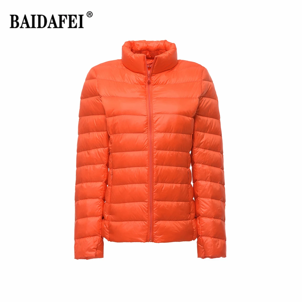 Women's Short Slim Fit Puffer Jacket 2023 New Spring Stand Collar Ultra Light Weight Portable Windproof White Duck Down Coat