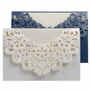 

10 Pcs/Set European Elegent Business Meeting Hotel Hollow Invitations Wedding Invitation Wishes Greeting Card with Envelope