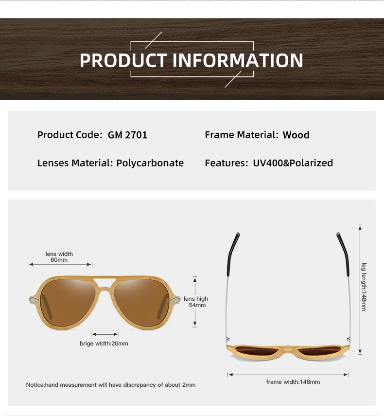 Бренд GM, винтажные бамбуковые и деревянные солнцезащитные очки, мужские и женские, фирменный дизайн, Бамбуковая оправа с металлическими солнцезащитными очками