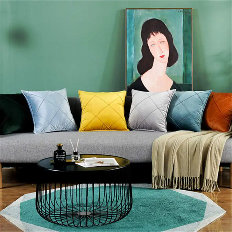 

Soft Velvet sequins Dutch Cashmere Cushion Covers Solid Colors Decoration Throw Pillowcases For Home Sofa Chair Decor