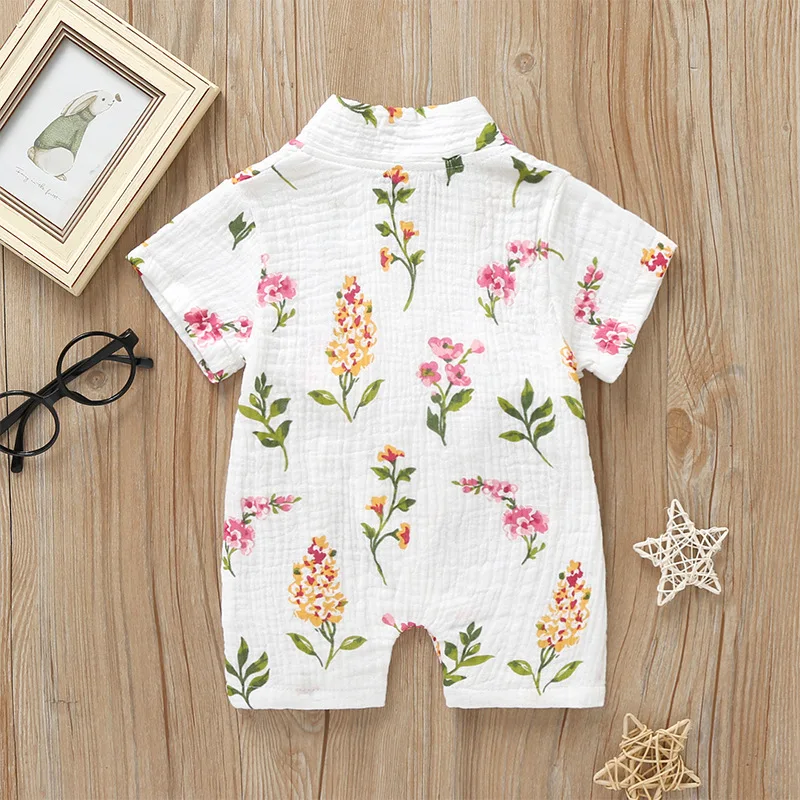 Baby Bodysuits Fur 0-18M Summer Baby Girl Boys Clothing  Rompers Jumpsuit Short-sleeved Floral Print  Cute Soft Newborn Infant Baby Kimono Playwear Baby Bodysuits for girl 