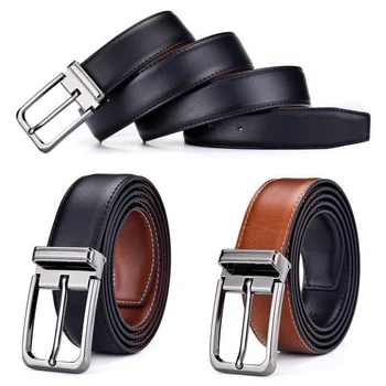 

Cowhide Genuine Leather Belts for Men Male Pin Buckle Jeans Waist Belt Mens Black Brown Two Sides Color Belt Ceinture Homme