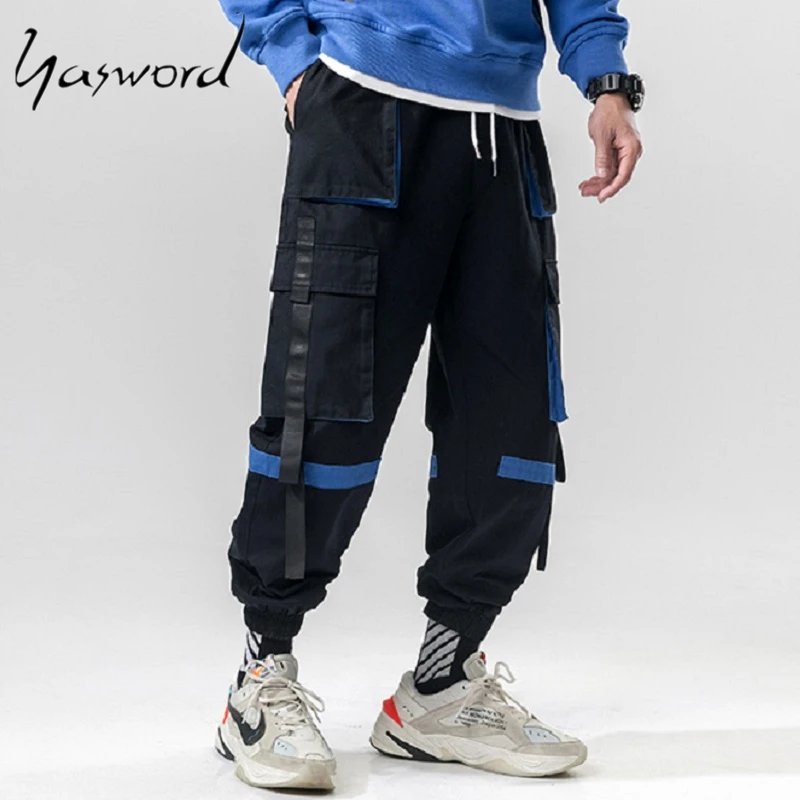 Yasword Men Pants Trousers Straight Ankle-Length Solid Color Casual Fashion Loose Male Elastic Waist Clothing Streetwear Yasword Men Pants Trousers Straight Ankle-Length Solid Color Casual Fashion Loose Male Elastic Waist Clothing Streetwear