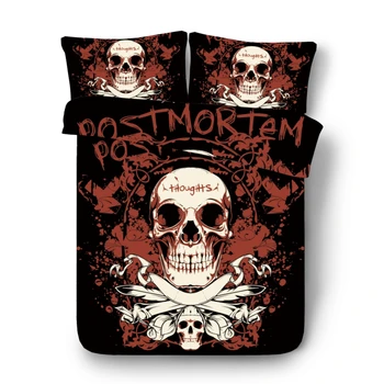 

Drop Shipping 3D Black& RED Skull Bedding Set Print Duvet cover set Bedclothes with pillowcase bed set Home Textiles WY014