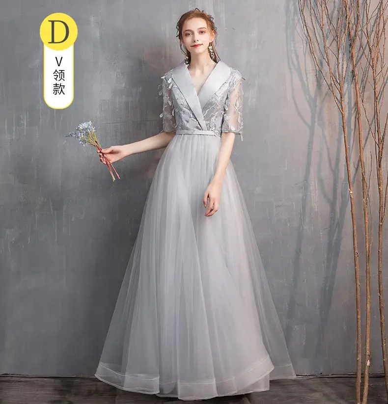 Коричневый Abito damigella new lace star 4 style A Line grey bridesmaid dress long vestido dama de honra wedding guest dress Plus size - Цвет: Коричневый