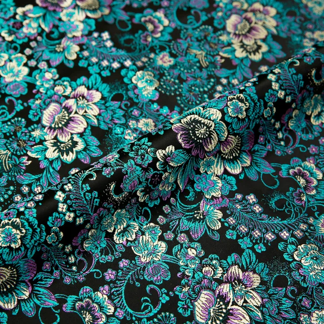 Brocade silk fabric flower cloth nylon fabrics for sewing material for dress textile 1