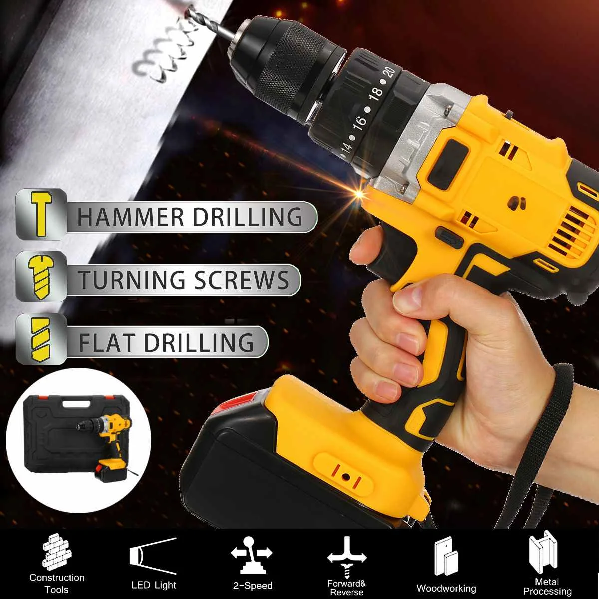 

56V Home Electric Screwdriver Cordless Drill Lithium Battery Wireless Rechargeable Hand Drills DIY Electric Drill Power Tool