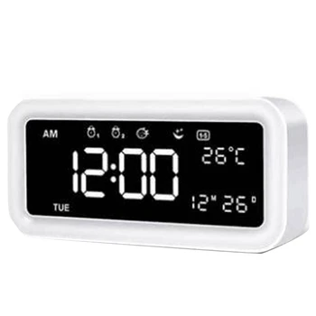 

Led Mirror Alarm Clock Digital Snooze Table Clock Wake Up Light Electronic Large Time Temperature Display Home Decoration Clock
