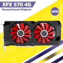 Usado xfx 570 4g 256bit gddr5 desktop xfx placas gráficas placa de vídeo bradeon compatível com x79 placa-mãe amd rx 570 cartão