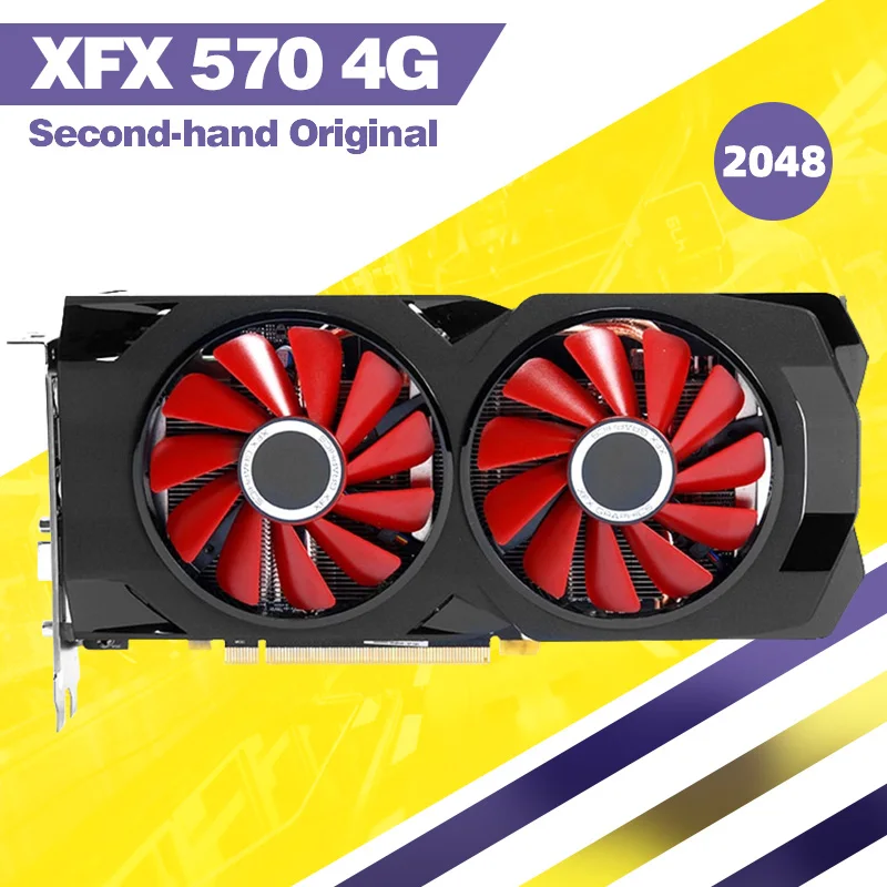 Бывшая в употреблении видеокарта xfx 570 4g 256bit GDDR5 для настольного ПК xfx видеокарта bradeon совместимая с X79 системная плата amd rx 570 карта-0
