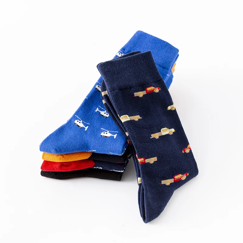 Happy Socks Men Women Bicycle Motorcycle Helicopter Breathable Comfortable Funny Socks Colorful Medium Tube Cotton Sock