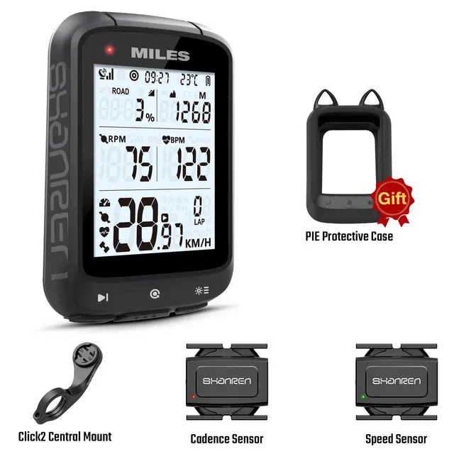 SHANREN MILES GPS Bike Computer Wireless Bicycle Speedometer ANT+ Bluetooth Cycling Computer Miles Cli2 Sens Pie
