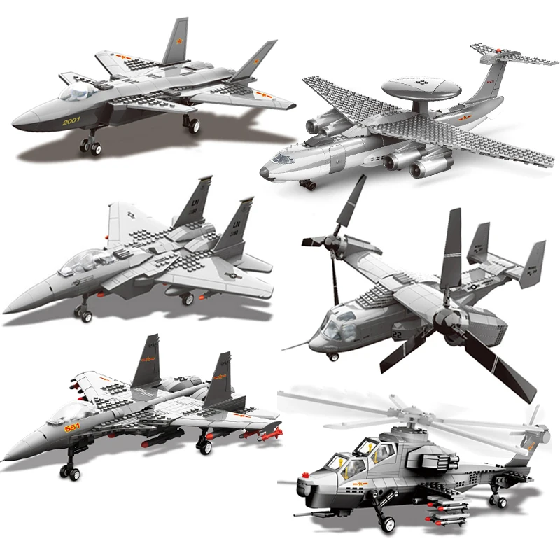 

Airplane Helicopters Plane Aircraft Model sets bomber aircraftsman Building Blocks Military SWAT team Gunship Kids toys WW2 idea