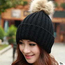 Autumn Winter Wool Blends Soft Warm Knitted Cap Female Head Wrap Cap Women Winter Fur Ball Warm Hat Crochet Knitted Wool Cap