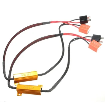 

2X H7 50W 6Ohm LED DRL Fog Light CANBUS Load Resistor Wiring Harness DC 12-24V