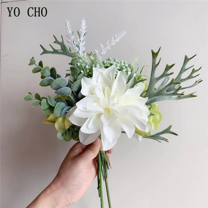 YO CHO искусственный букет невесты цветок Шелковая Роза Гортензия Орхидея Лаванда