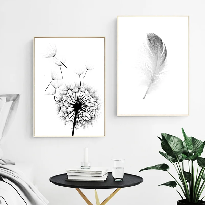 

Canvas Painting HD Feather Dandelion Modular Picture Poster Nordic Minimalist Style Print Restaurant Wall Art Home Decoration
