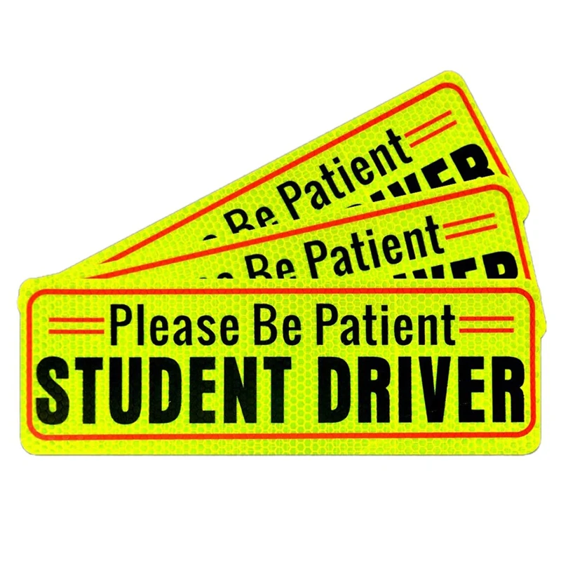 Set Of 3 Student Driver net Highly Reflective New Vehicle Bumper Car Signs netic Sticker Large Bold Visible | Автомобили и