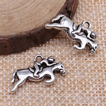 

free shipping 29pcs 23x13mm antique silver Horse racing charms diy retro jewelry fit Earring keychain hair card pendant