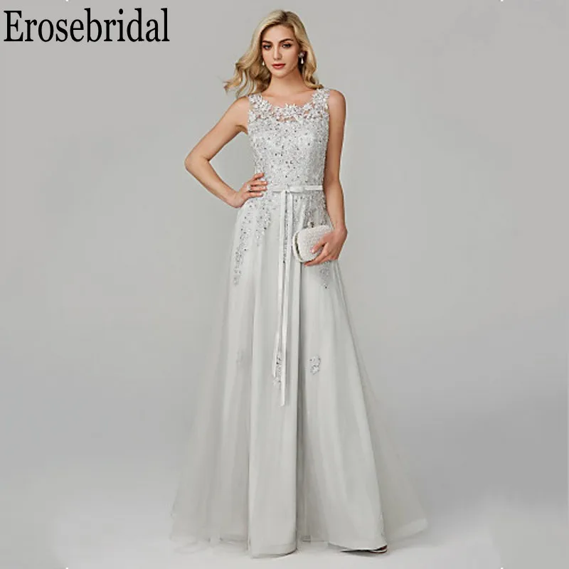 Erosebridal Элегантные Формальные платья Вечерние серые кружевные вечерние с бисером