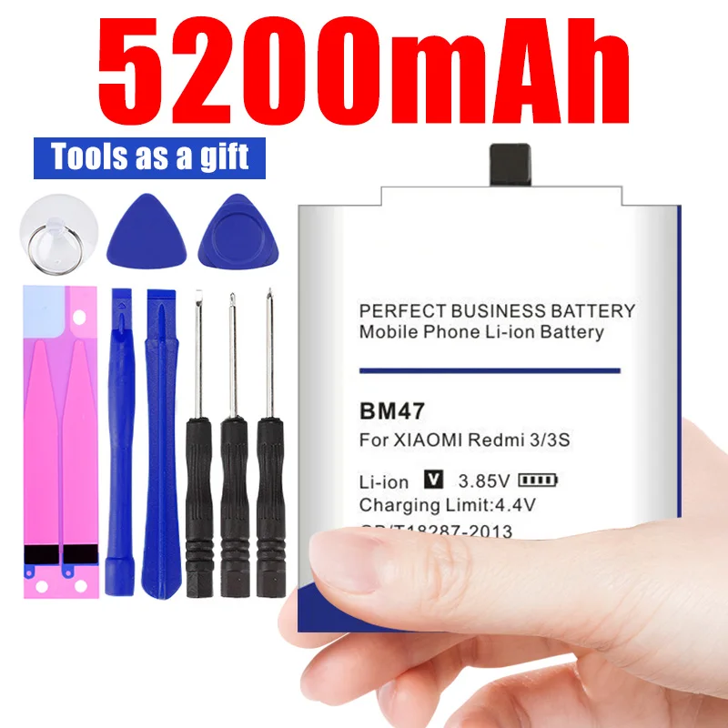 BM47 Высокая емкость Батарея для Xiaomi Redmi 4 Pro 5 Plus 3 3S 4X 5A BN40 BM47 BM4A BN34 BN44 замена батареи - Цвет: BM47