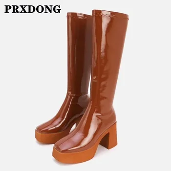 

Concise Fashion Women Knee High Boots High Quality Sexy High Heel Platform Shoes Woman Autumn Winter Warm Long Boots Size 34-40