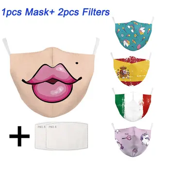 

Cute Printed Face Masks Anti-dust Reusable Mask PM2.5 Filter Paper Washable Fabric Masks Anti-polltion Protective Mouth Mask