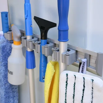 

Multifunction Wall Mounted Plastic Mop Holder Adhesive Brush Broom Hanger Storage Rack Bathroom Home Garage Organizer WY60935