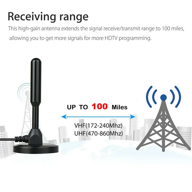 100 Mile 25dBi Крытый усиление цифровой DVB-T DVB-T2 ТВ HDTV антенна усилитель портативные палки ТВ антенна Freeview антенна
