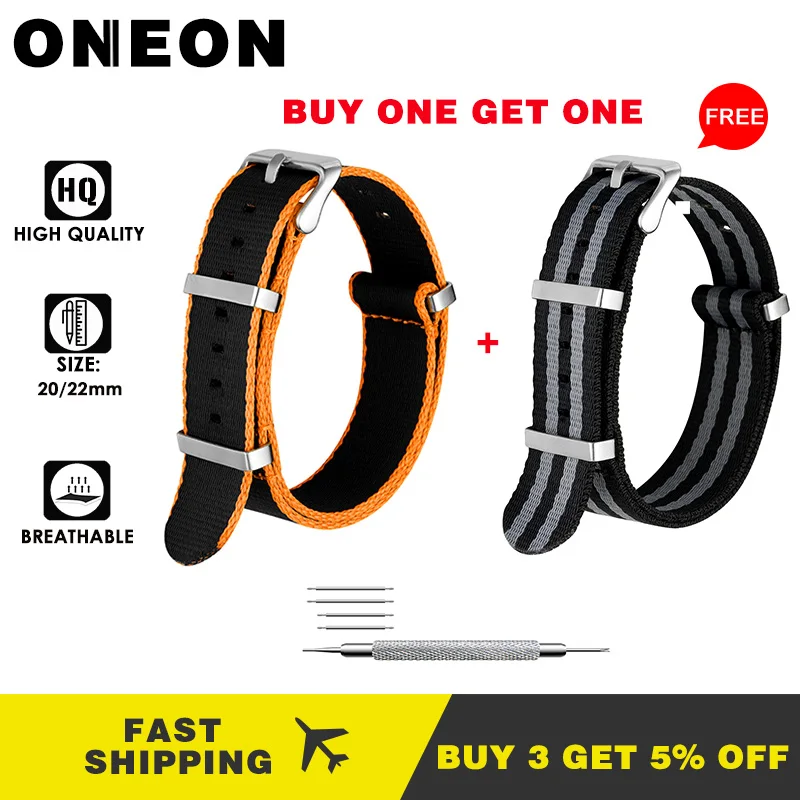 ONEON нейлоновый ремешок для Samsung Galaxy Watch Gear S2 S3 Amazfit Huawei watch GT 20 мм 22 Замена ремешка