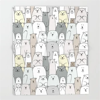 

Bear family cartoon Throw Blanket Warm Microfiber Sofa Bedding