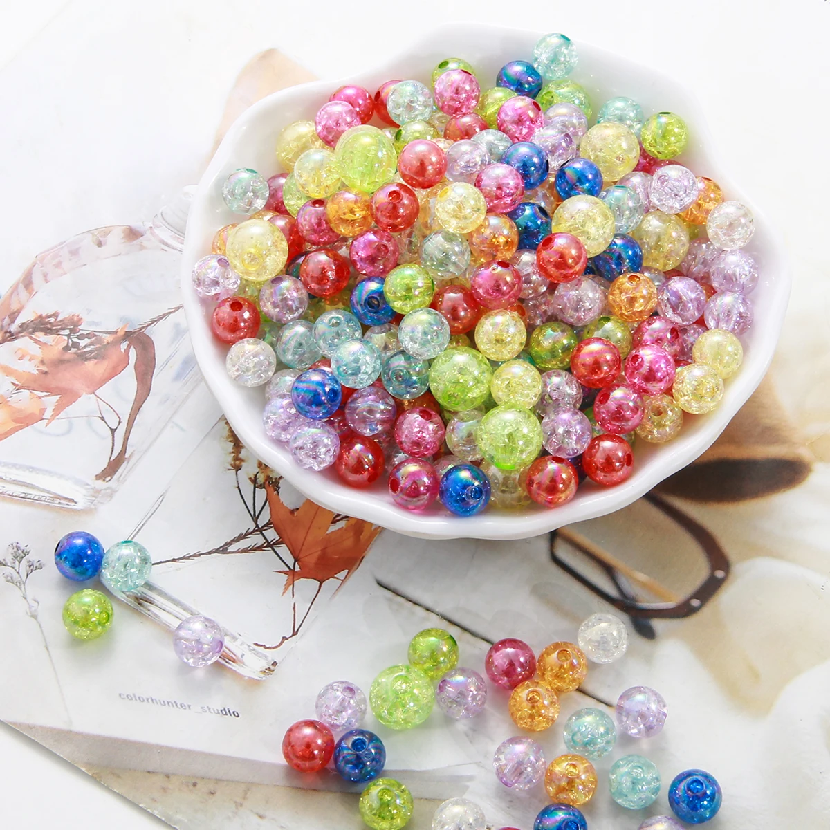 50 Pcs 6mm Crystal Beads Glass Crystal Spacer Beads For DIY