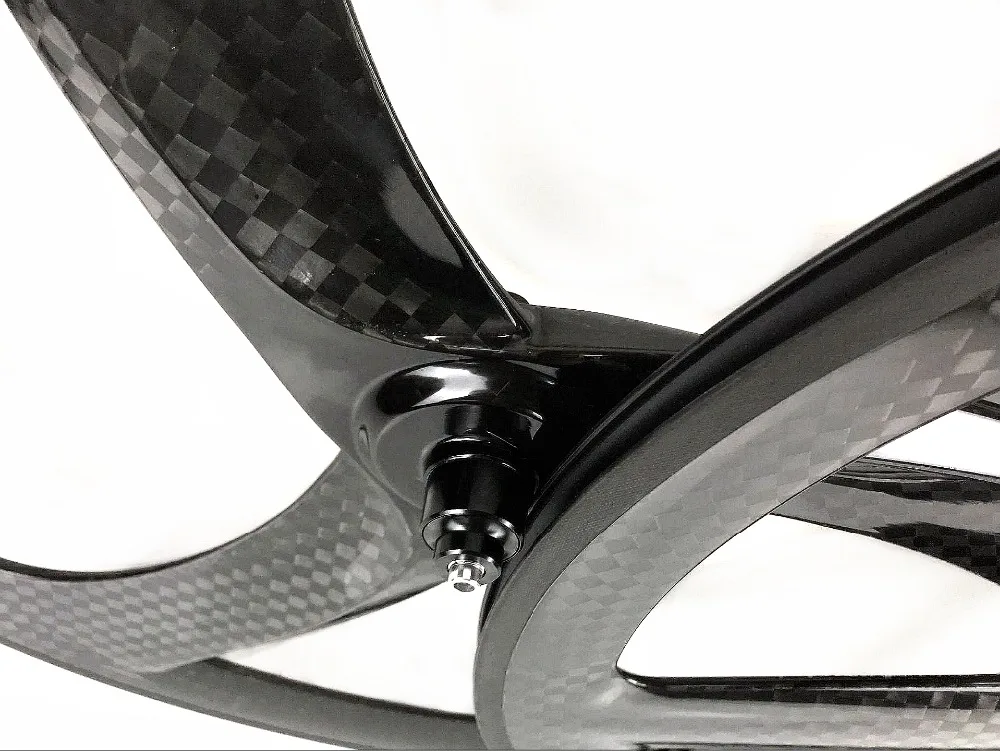 700C full carbon wheels front 3-spokes rear 5-spokes track/road bike 12k glossy wheelset clincher/ tubular carbon wheels