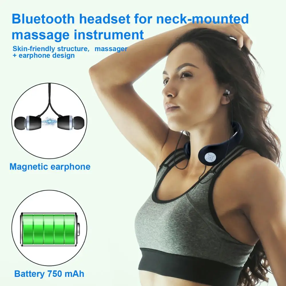 Wireless Neckband Earphone Bluetooth 5.0 Portable in-Ear Headset Comfortable Ergonomic Neckband Design Intelligent Neck Massage