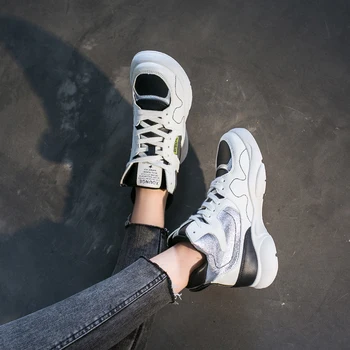 

2020 New Spring High Top Shoes Ins Super Fire Sports Shoes Sparkling Soft Leather Casual Women's Running Shoes E14-76